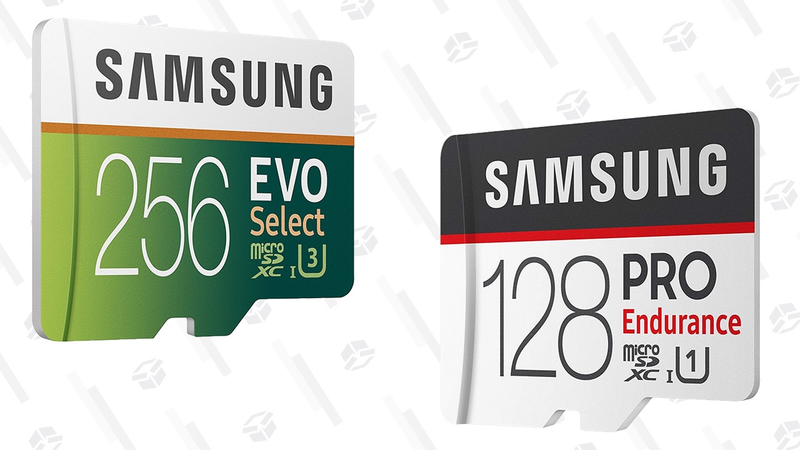 Samsung EVO Select U3 MicroSD Cards 32GB-256GB | $10-$73 | AmazonSamsung Pro Endurance MicroSD Cards 32GB-128GB | $19-$60 | Amazon